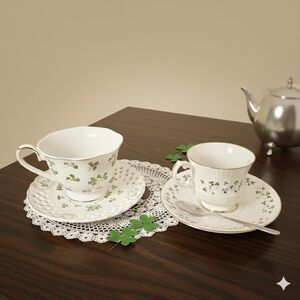 Irish Teacup Set | Royal Tara Galway & Grace Teaware | Irish Shamrock Decor